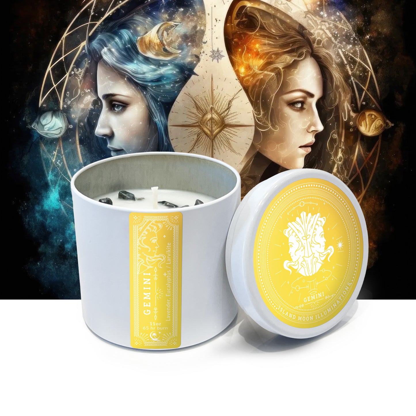 Island Moon Illuminations - Zodiac Signs - Gemini - Candle Tin 11 oz