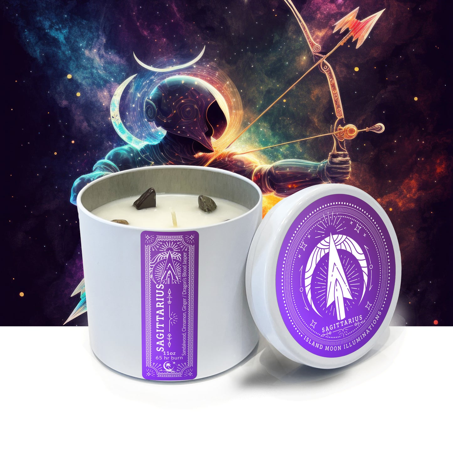 Island Moon Illuminations - Zodiac Signs - Sagittarius - Candle tin 11 oz