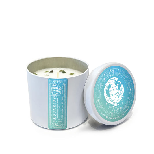 Island Moon Illuminations - Zodiac Signs - Aquarius - Candle Tin 11 oz