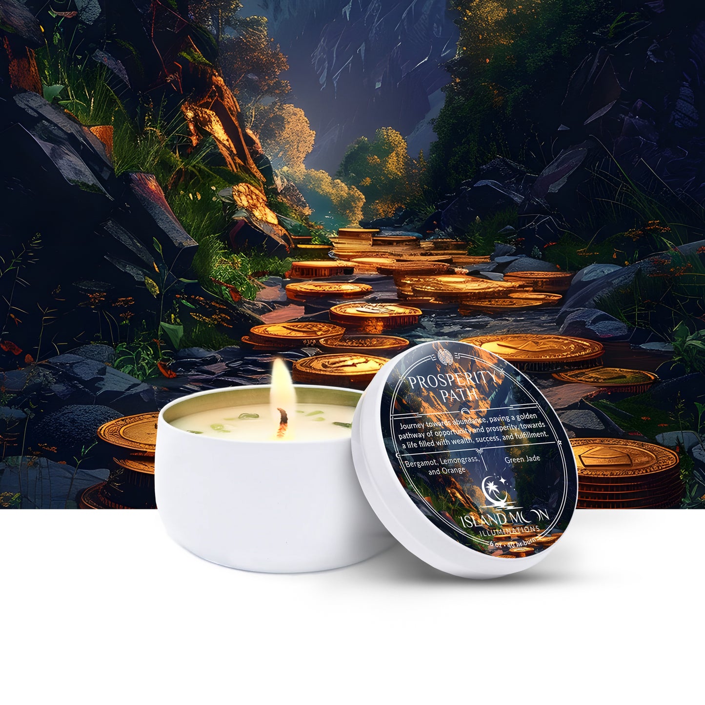 Island Moon Illuminations - Prosperity Path - Candle Tin 6 oz