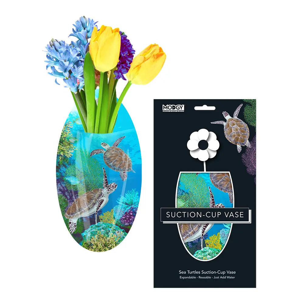 Oval Suction Cup Vase - Sea Turtles